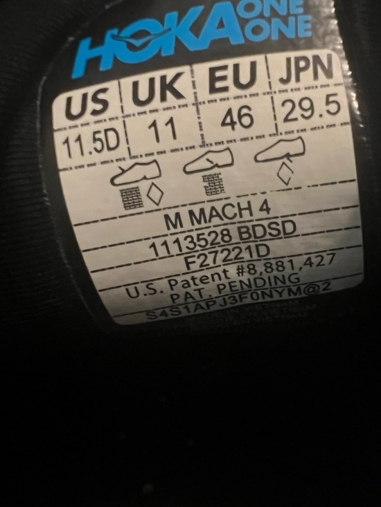 Hoka One One Mach 4 running shoes in black Size 11.5D main image 4